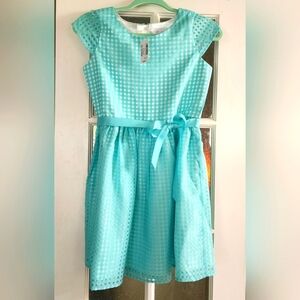 Children's Place Aqua & White Flutter Sleeve A-Line Dress